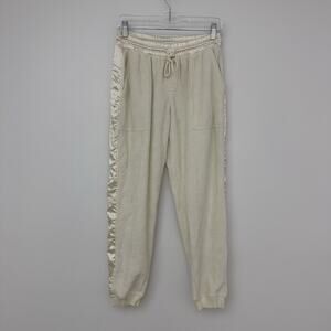 Atm Womens S Ivory Terry Cloth Fleece Sweatpant Pull On Joggers Cozy Neutral